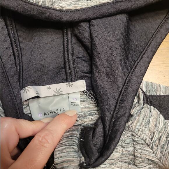 Athleta Snowscape Hooded Jacket XS Grey Space Dye Stretch Zip EUC - Picture 6 of 8